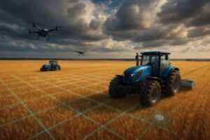 Drones and self-driving tractors are examples of autonomous machines using physical AI.