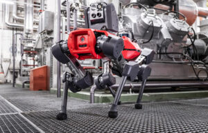 ANYbotics' ANYmal, a quadruped for industrial inspection, was among the robots at the SCSP AI+Robotics Summit last year.