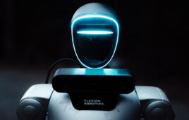 A Unitree humanoid robot equipped with Flexion's AI systems.