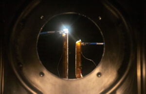 Wireless charging nodes inside TVAC chamber.